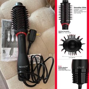 One Step Volumizer PLUS 2.0 Hair Dryer and Hot Air Brush Dry and Style Black/Red